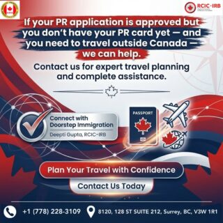 ✈️ PR Approved but PR Card Not in Hand Yet? 🇨🇦If your PR application is approved and you need to travel outside Canada before receiving your PR card, don’t stress—we’ve got you covered. From the right documentation to smart travel planning, we guide you every step of the way.✅ Expert advice
✅ Complete travel assistance
✅ Trusted RCIC-IRB support📌 Connect with Doorstep Immigration
👩💼 Deepti Gupta, RCIC-IRBYour safety matters. Your story matters. And we’re here to help you present it with clarity and confidence.📍 6th Floor, 380 Wellington Street, London, Ontario, Canada
📞 +1 (778) 228-3109
🌐 doorstepimmigration.ca#PRApproved #CanadaPR #PRCard #TravelAssistance #PRTD #DoorstepImmigration #RCIC #CanadaImmigration #TravelWithConfidence