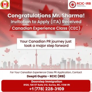 ✨ Another success story, another step closer to Canadian PR 🇨🇦Heartiest congratulations to Mr. Sharma on receiving his ITA under the CEC program. With the right strategy and regulated guidance, your PR goals are achievable.If you or someone you know is starting this process and needs help making sure every document is in place, we’re here to support you every step of the way.👩💼 Deepti Gupta, RCIC-IRB
📍 8120, 128 ST SUITE 212, Surrey, BC, V3W 1R1
📍 6th Floor, 380 Wellington Street, London, Ontario, Canada
📞 +1 (778) 228-3109
🌐 doorstepimmigration.caAt Doorstep Immigration, we’re proud to guide families through every step of the immigration journey with care, clarity, and confidence.Your safety matters. Your story matters. And we’re here to help you present it with clarity and confidence.#ClientSuccess #CanadaPR #CECProgram #RCICConsultant #ImmigrationExperts #PRApproved #CanadaImmigration #InsideCanada #DoorstepImmigration #RCIC #CanadianPR #SuccessStory