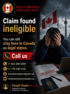 Has your claim been found ineligible? Don't lose hope.A claim being found ineligible does not always mean you have no options. Depending on your circumstances, there may be legal pathways available to help you remain in Canada.At Doorstep Immigration Consultancy Limited, Deepti Gupta (RCIC-IRB) provides personalized guidance to help you understand your immigration options and make informed decisions.📞 Contact us today for a confidential consultation.📍 Offices in Surrey, British Columbia & London, Ontario
📞 +1 604-200-2999 | +1 778-228-3109
📧 info@doorstepimmigration.ca
🌐 www.doorstepimmigration.ca#CanadaImmigration #ImmigrationConsultant #RCIC #RefugeeClaim #IneligibleClaim #ImmigrationHelp #StayInCanada #LegalImmigration #DoorstepImmigration #DeeptiGupta #CanadaVisa #ImmigrationSupport